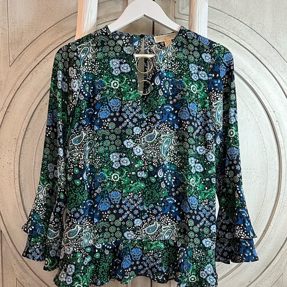 Michael Kors Tops - Michael Kors Floral Green and Blue Women's Top